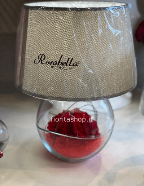 Lampada con rose stabilizzate rosse misura small